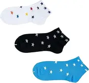 [pants & sox] Womens 3 Pairs of Low Cut Stars Women Girls Cotton Socks Mixed