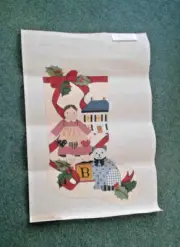 Hand Painted Needlepoint Canvas Christmas Stocking Prairie Girl Carol Dupree