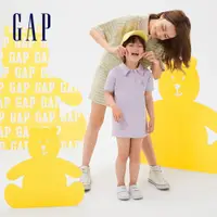 在飛比找蝦皮商城優惠-Gap 女幼童裝 Logo小熊翻領短袖洋裝 厚磅密織水洗棉系