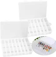 [Saycker] 2pcs Clear Plastic Organizer Box, Craft Organizers with Divider Storage Box with 24 Removable Grids Stackable Organizer Craft for Beads, Art DIY, Crafts, Jewelry