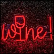 Sign Lamp Wine Neon Signs Red Letter LED Light Dimmable USB Powered For Bar Pub Living Room Club Man Cave Cafe Party Wall Decor 40cmx26cm
