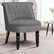 ALFORDSON Wooden Armchair Accent Chair with Solid Wood Legs, Linen Upholstery Cushion Lounge Sofa for Reading Bedroom Living Room, 180KG, Fabric Dark Grey