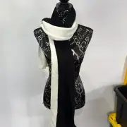 Aqua Black White Knitted Scarf NWT