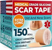 Medical Grade Silicone Scar Tape - 1.6”x150” - Visible Difference on Keloid & С-Section - Reusable Silicone Scar Sheets - Easy to Use