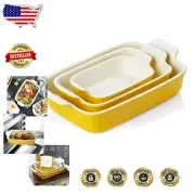 Elegant Yellow Rectangular Casserole Dish Set - Stackable & Durable