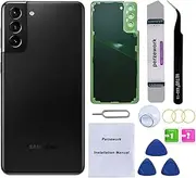 Rear Back Glass Replacement for Samsung Galaxy S21 Plus 6.7 inches with Reparing Toolkit and Pre-Installed Adhesive (Phantom Black)