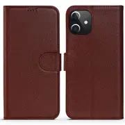 For iPhone 12 Pro Max Case Fashion Cowhide Genuine Leather Wallet Cover Red