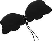 [SONK] Push Up Strapless Bras, Backless Adhesive Bra Drawstring Closure Breathable for Women for Party Dress(Black, B)