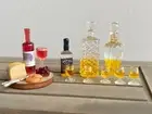 1:24 Dollhouse Miniature drink Wine Bottle decanter Glass cheese board coffee