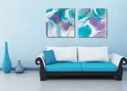 Set of 2 Blue Lilac Stretched Canvas Print