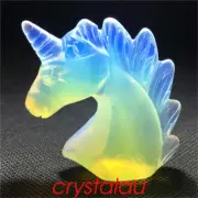 2" Opalite Unicorn Skull Quartz Crystal Carved Mineral Gem Realistic Healing