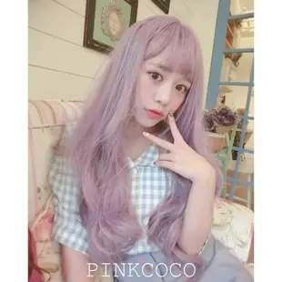 PINKCOCO 粉紅可可 假髮【w00296】精靈少女 大頭皮 空氣瀏海 長捲髮假髮