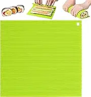 Sushi Mat Food Grade Silicone Sushi Rolling Mat Non Stick Sushi Roller Durable and Reusable Sushi Rolls DIY Sushi Making Kit for Home Kitchen 8.5x7.8'' Grass Green Sushi Mat