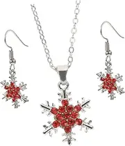 [LIFKOME] Snowflake Pendant Necklace Christmas Decorative Jewelry for Women Earrings Chain