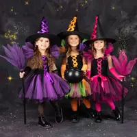 在飛比找蝦皮購物優惠-萬聖節兒童服裝 女巫cosplay節日表演洋裝女童巫婆裝扮套