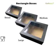 RECTANGLE 50/100 Premium Black Catering/Grazing/Hamper/Gift Boxes with Lids