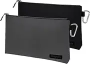 Coreflex 2 Pack Premium Tool Pouch Zipper Bag with internal pockets, 12inch Tool Bag, Multipurpose Storage pouch, Flat Bottom for stand alone (2 Pack, Grey, Black)