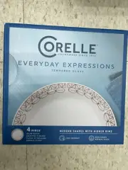 Corelle Everyday Expressions Plate Set Salad Plates 4 Pcs Graphic Stitch