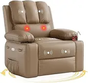 [GarveeHome] 22" Width Power Recliner Chair, Electric Rocker Swivel USB Charger Lazy Boy for Adults, with Vibrating Massage and Heating, 1.5X Sponge Filling for Living Room, Bedroom and Nursery