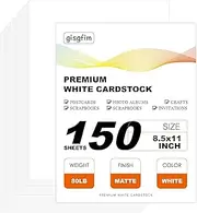 gisgfim 150 Pcs 80lb White Thick Paper Cardstock 8.5x11 Cardstock Heavyweight Card Stock Printer Construction Paper Matte White Cardstock Cover for Invitations Printing Card Menus Crafts Scrapbooking