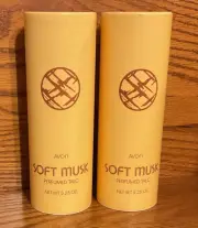 Lot 2 Vintage Avon Soft Musk Perfumed Talc Body Powder Large 5.25 Oz Containers