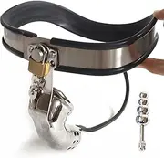 HGDTYRI Stainless steel chastity belt penis cage chastity cage with metal anal plug SM bondage set chastity device sex toys for men and women(100cm-110cm)