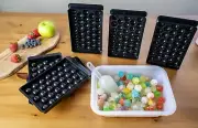 Sphere Shaped Round Black Ice Cube Tray with Bin & Scoop Ice Ball Maker