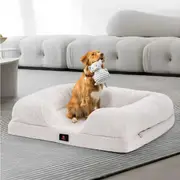 Petzly Memory Foam Dog Bed Pet Sofa Calming Bed Washable Removable White X Large
