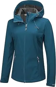 [Outdoor Ventures] 33,000 ft Women's Softshell Jacket, Waterproof, Windproof, Functional Jacket, Breathable Running Jacket, Lightweight Bicycle Jacket with Hood, Transition Jacket, Windbreaker for Cycling, Hiking
