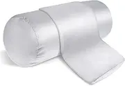 Gjinxi 2 Packs Cervical Neck Roll Pillow Cover with Zipper, Round Neck Pillow Covers Silk Cylinder Pillow Covers Pillowcases Soft Neck Roll Pillow Cover for House Home Decor Cylindrical Pillow Cushion