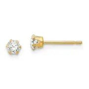 14K Yellow Gold 3mm CZ Small Stud Earrings Push Back Madi K Children's Jewelry