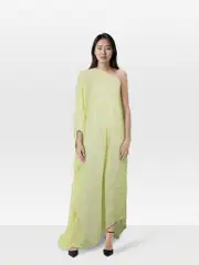 Yellow & White Sequin Kaftan Dress