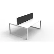 RAPIDLINE RAPID INFINITY LOOP LEG WORKSTATION Double Sided 2 Person With Screen W1200 x D1400 x H1200mm Natural White with Scalloped Edge