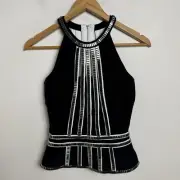 Sass And Bide Tried & Tested Top Size 6 Black Metal Sleeveless New Rare $550RRP