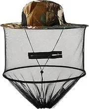 1Pack Anti-Mosquito Mesh Fishing Cap ，Mosquito Head Net Hat with Removable Mesh Hidden Netting，for Outdoor Fishing Hiking Gardening Beekeeping（Tree-Leaf Camouflage）, Multi, One Size