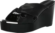 [DKNY] Women's Pen-Wedge Sandal Flat, Black/Nickel, 7