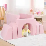 Costway8-Piece Modular Kids Sofa Play Couch Climb Playset with Covers-Pink