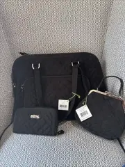 Vera Bradley Black Commuter Bag & Crossbody Purse Along With A Wallet