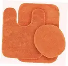 LLC 3 Piece Bathroom Rug Set Bath Rug, Contour Mat & Lid Cover Non-Slip Orange