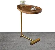 C Shape Sofa Table - C Shape Sofa End Table, Sliding Under Sofa Table, Rustic Tea Table, Narrow Slim Table with Metal Frame, Table Top