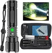 Hoxida LED Torch USB Rechargeable, Super Bright 20000 Lumen, 5000mAh Battery Powered, Adjustable Focus, Waterproof, Powerful Tactical Torches