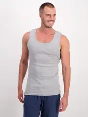 Mens Basic Singlet 22 GREY MARLE (SOLID)