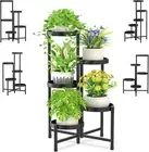 5 Tier Metal Plant Stand, Corner Tall Plant Shelf for Multiple Plants, Indoor Ou