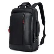Bopai Luxury Style Leather & Microfibre Anti-Theft Business and Travel with USB Charging Laptop Backpack B6641 Black 15.6' Laptop