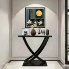 31" Small Console Table Wood Narrow Entryway Table with Curved Intersecting Legs