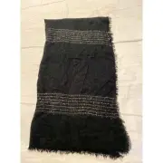 Womens Charming Charlie Cotton Scarf Black with God Sequin Accents New