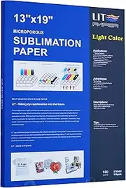 LIT Sublimation Paper A3+ 330x482mm 13x19, 100Sheets 110g Heat Press Transfer Paper - for Any Epson Sawgrass Ricoh HP Inkjet Sublimation Printer with Sublimation Ink for Blanks Mugs Tumblers T Shirts