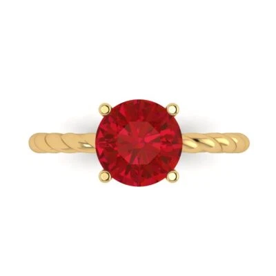 2Ct Round Cut Ruby Solid Gold Engagement Promise Statement Anniversary Ring