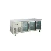 408 Litre Worktop Bench Fridge three glass doors 304 stainless steel Commercial
