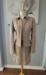 Vintage Ann Taylor Pink Tweed Blazer (2) + Skirt (4) Suit Set